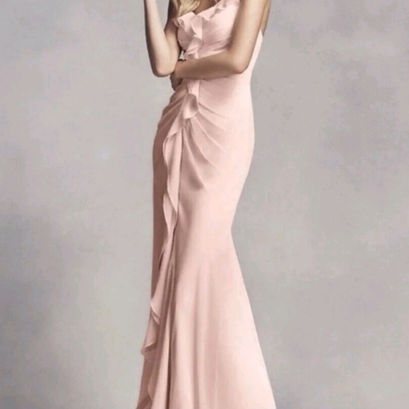 White by Vera Wang Pink Blush Ballet Bridesmaid Ruched Maxi Dress Gown Size 6 - Picture 4 of 4